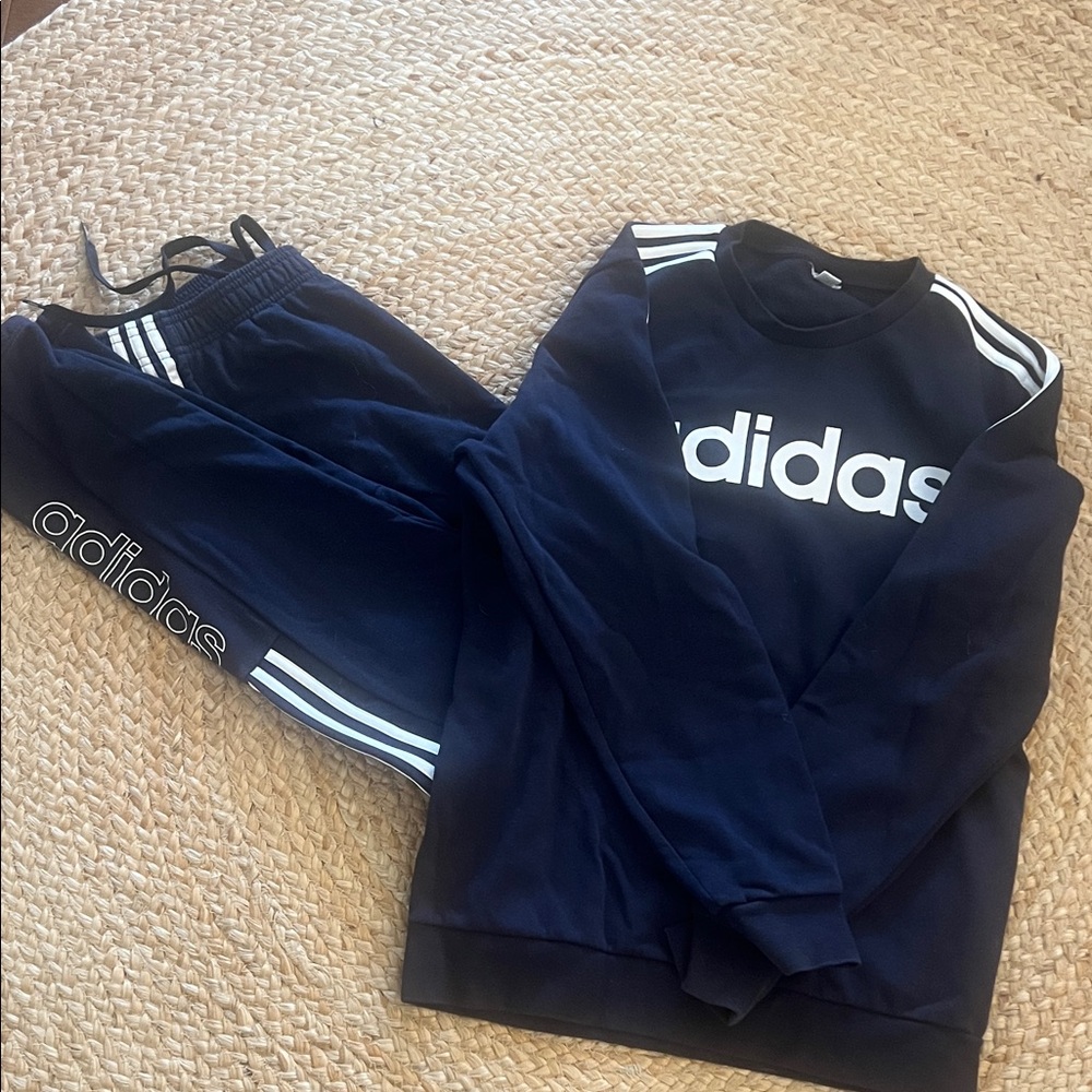 Adidas Dark Blue Tracksuit with White Accents